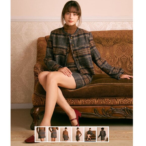 Rihoas The Brown Natural Waisted Striped Mini Skirt - Picture 5 of 6